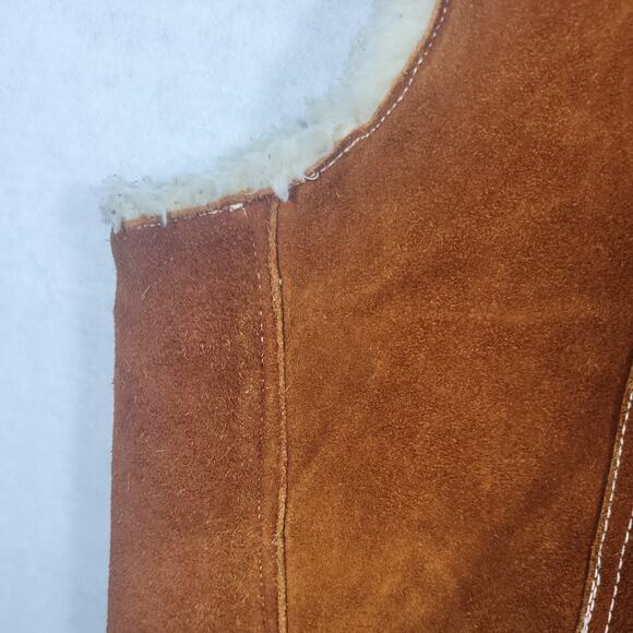 Vintage Leather Vest Mens Western Rodeo Sherpa Lined 70s 80s Mexico - Picture 12 of 13